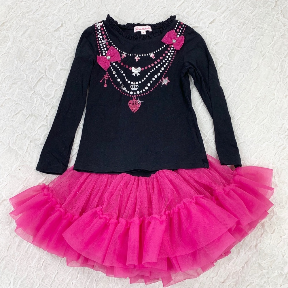 Beautiful black and pink tutu skirt with top